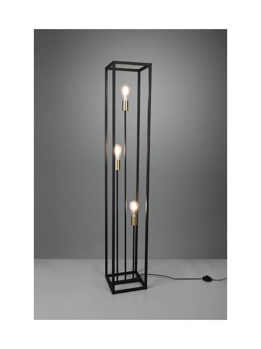 Trio Lighting Vito Vintage Floor Lamp H153xW25cm. with Socket for Bulb E27 Black