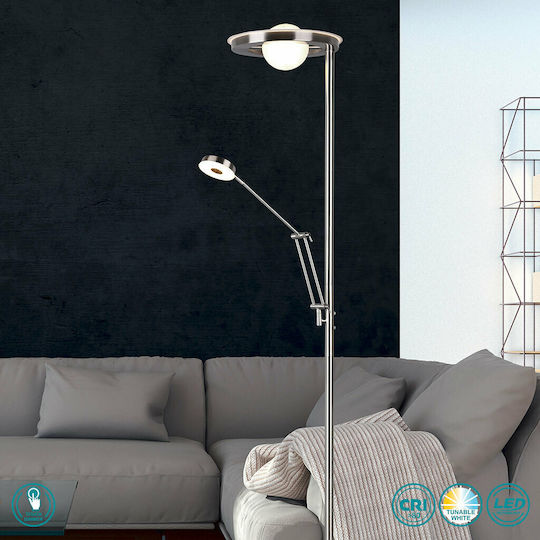 Trio Lighting Barrie LED Φωτιστικό Δαπέδου Υ181xΜ30εκ. με Ρυθμιζόμενο Λευκό Φως 4000lm Ασημί