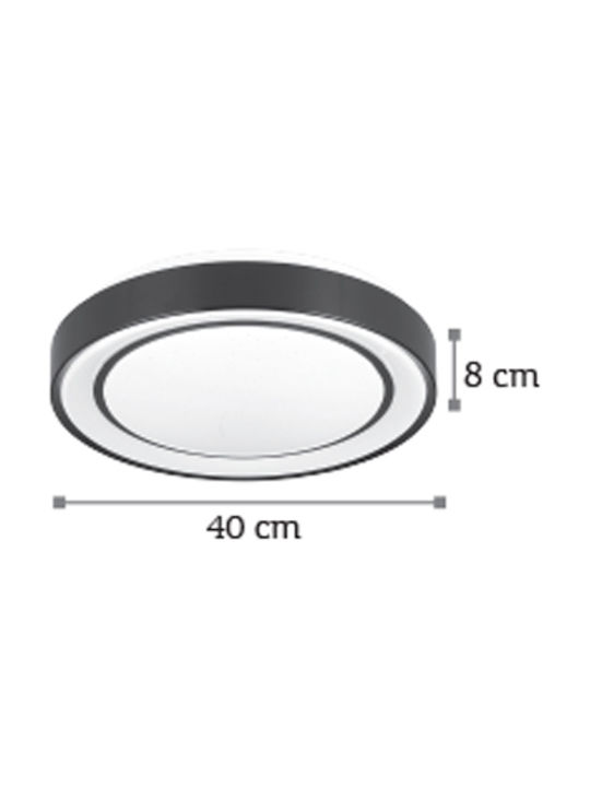 Inlight 42179Β Ceiling Mount Light 40cm Black with Integrated LED