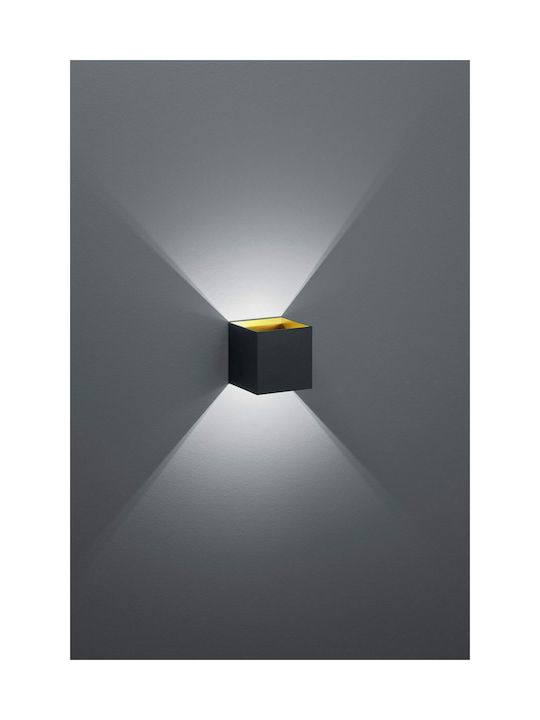 Trio Lighting Louis Modern Wall Lamp with Integrated LED and Warm White Light Black Width 10cm