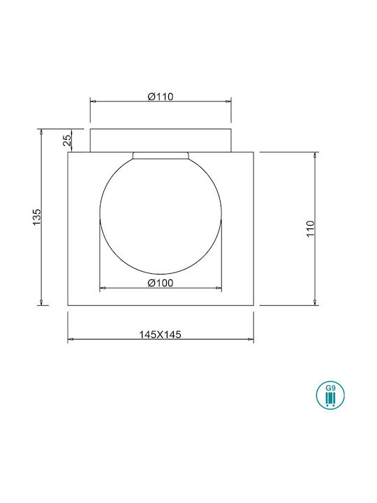 Trio Lighting Gabbia Modern Lamp Wall with Socket G9 Black 14.5x14.5x13cm