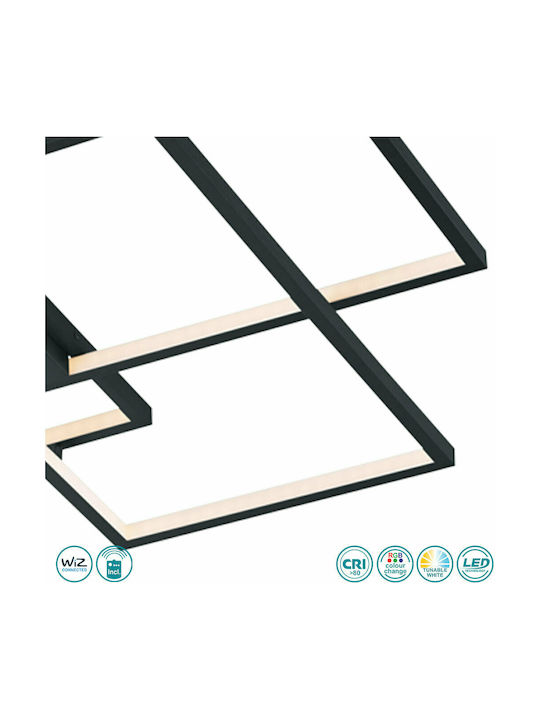 Trio Lighting Thiago Smart Πλαφονιέρα Οροφής 114εκ. Μαύρη με Ενσωματωμένο LED και Τηλεχειριστήριο