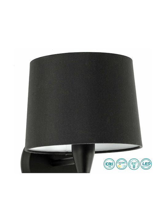 Faro Barcelona Modern Lamp Wall with Socket E27 and Switch Black 21.5x17.5cm