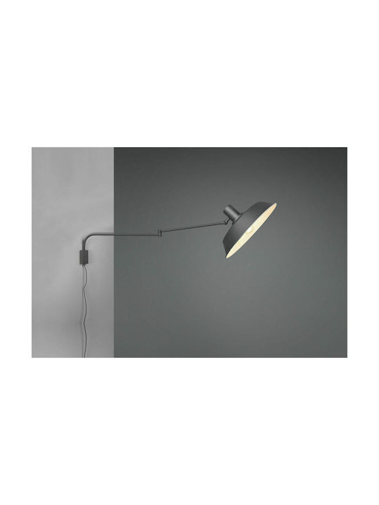 Trio Lighting Bolder Винтидж Осветително тяло За стена С щепсел с фасунга E27 и ключ Черен 35.5x29см.