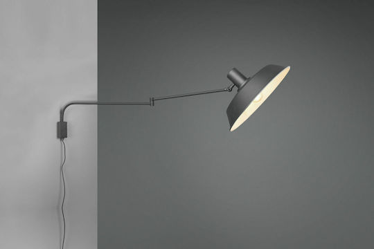 Trio Lighting Bolder Vintage Lamp Wall Socket with Socket E27 and Switch Black 35.5x29cm