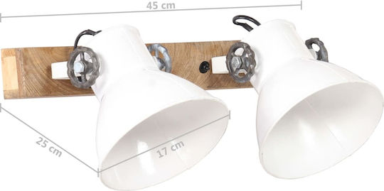 vidaXL Industrial Wall Lamp with E27 Lamp Bulb Base White 45x25cm