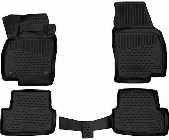 Novline Set of Front and Rear Mats 4pcs Tray Type for Seat Arona 2017+ Black