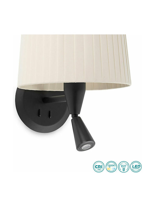 Faro Barcelona Samba Modern Lamp Wall with Socket E27 and Switch White 21.5x17.3cm