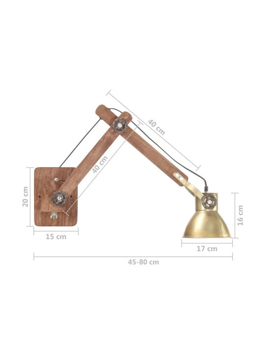 vidaXL Vintage Lamp Wall with Socket E27 Gold 45cm