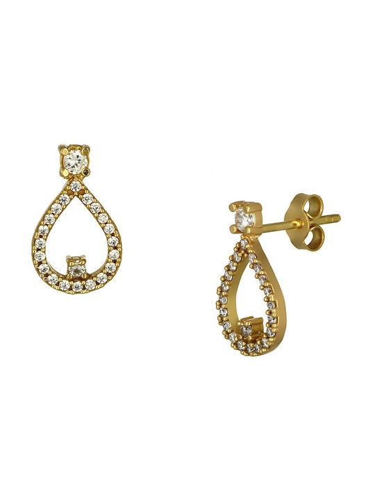 14K Gold Tear Earrings with Zirconia (P-56383) / 14K Yellow Gold Earrings