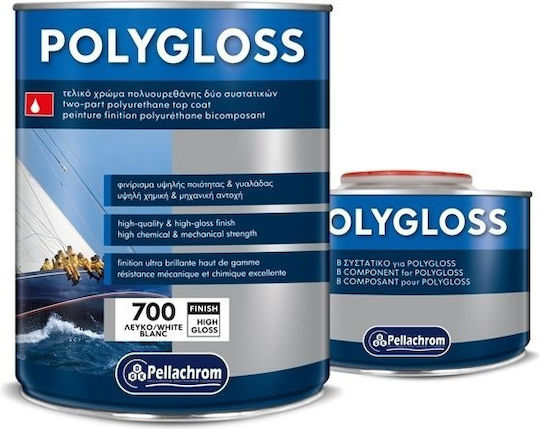 Pellachrom Polygloss A+B 700 Λευκό Τελικό Χρώμα Πολυουρεθάνης Δύο Συστατικών 0.75lt White