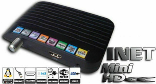 HD Satellite Decoder iNET Mini Wizard Ca HD HD (720p) DVB-S / DVB-S2 with PVR Recording Function and Built-in Wi-Fi in Black Color