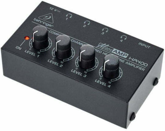 Behringer HA400 Portable Analog Headphone Amplifier 4 Channels with Jack 6.3mm