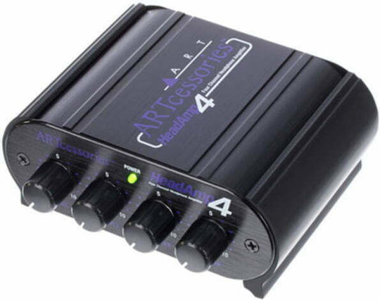 ART Pro Audio HeadAmp 4 Portable Analog Headphone Amplifier 4 Channels with Jack 3.5mm/6.3mm
