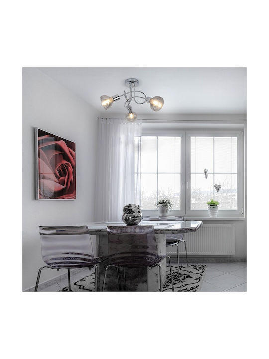 Rabalux Holly Μοντέρνα Γυάλινη Πλαφονιέρα Οροφής με Ντουί E14 σε Ασημί χρώμα 31cm