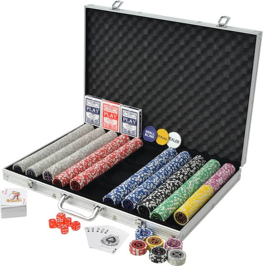 vidaXL Set 1000 Poker Chips 11.5gr in Suitcase with Deck