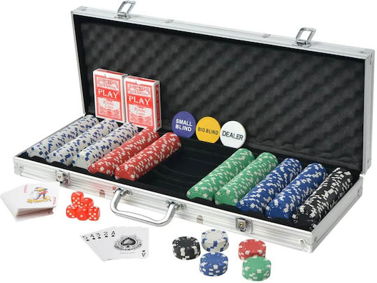 vidaXL Σετ 500 Μάρκες Poker 11.5gr σε Βαλίτσα με 2 Τράπουλες
