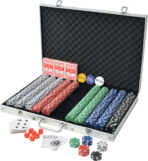 vidaXL Set 1000 Poker Chips 11.5gr in Suitcase with 3 Decks
