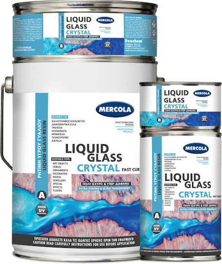 Mercola Liquid Glass Crystal Ρητίνη Δύο Συστατικών UV Resistant 3kg