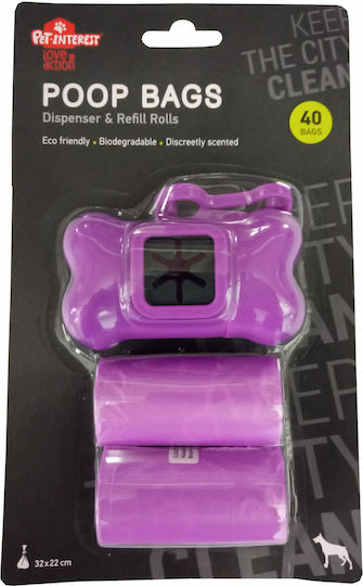 Pet Interest Poop Bags Θήκη για Σακούλες Περιττωμάτων Σκύλου Κόκκαλο Ροζ 40τμχ