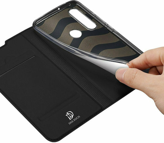 Dux Ducis Skin Pro Buchen Sie Synthetisches Leder Schwarz (Huawei P40 Lite E)