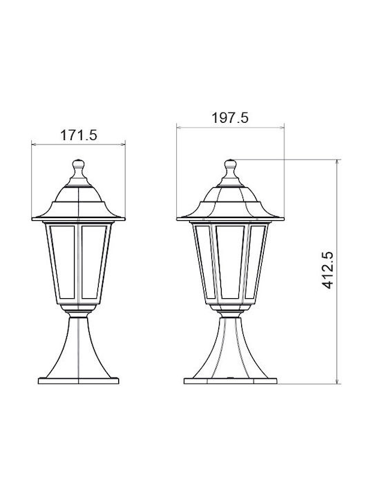 Aca Lamp Lattern Outdoor IP44 for Socket E27 Bronze