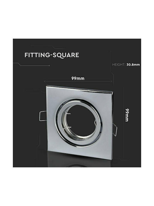 V-TAC Platz Metallisch Rahmen für Spots GU10 MR16 verstellbar Silber 8.2x8.2cm. 1Stück