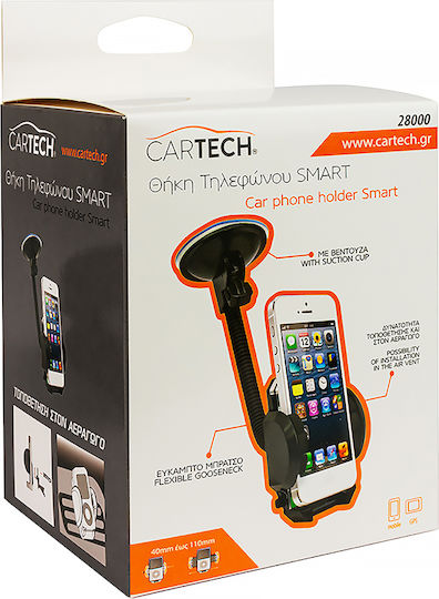 Cartech Phone Holder Smart Car Mobile Mount with Adjustable Hooks Black
