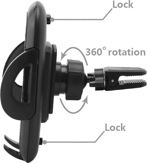 Auto Gs Phone Holder Feral Car Mobile Mount with Adjustable Hooks Black