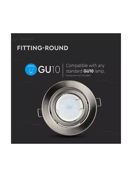 V-TAC Round Metallic Frame for Spot GU10 MR16 Adjustable Silver 8.2x8.2cm. 1pcs