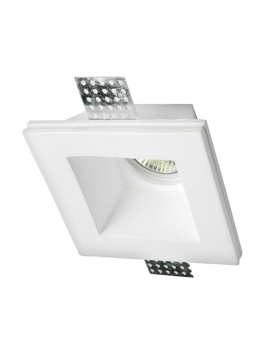 VK Lighting Τετράγωνο Γύψινο Χωνευτό Σποτ με Ντουί GU10 Λευκό 12x12εκ. 1τμχ