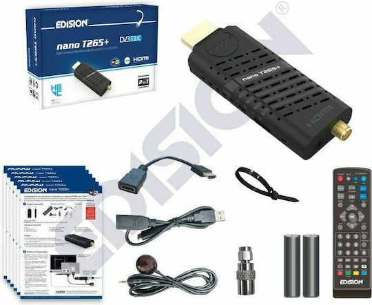 Edision Nano T265+ 01-07-0026 Ψηφιακός Δέκτης Mpeg-4 Full HD (1080p) με Λειτουργία PVR (Εγγραφή σε USB) Σύνδεση HDMI