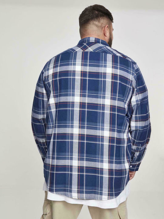 Urban Classics Men's Shirt Long Sleeve Cotton Checked Blue