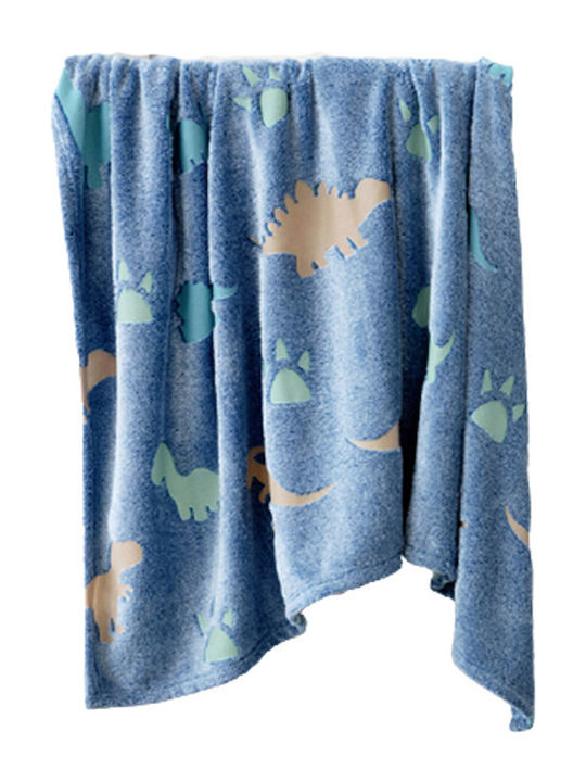 Kocoon Blanket Nursery Swaddling Blankets Shiny Dinos Fleece Blue 80x110cm. 27039