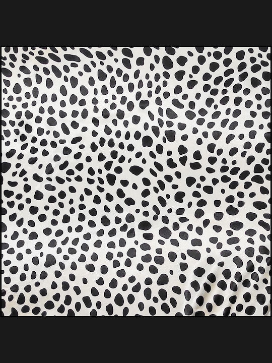 Handkerchief Women's Satin Leopard Square 50cm x 50cm White/Black