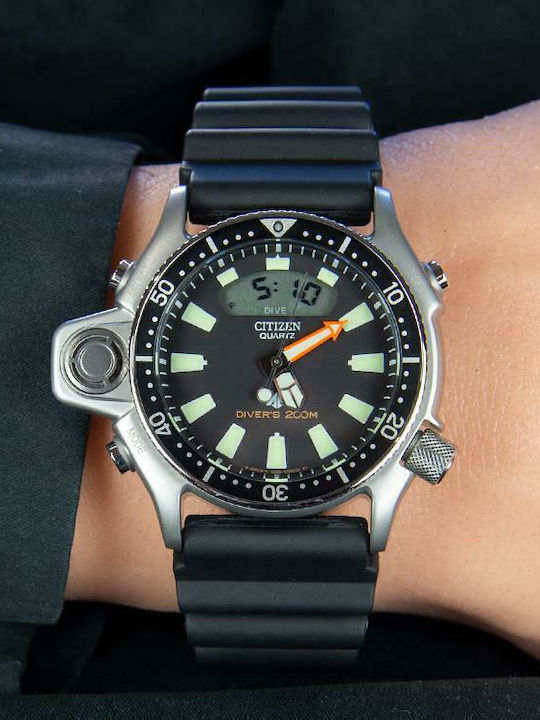 Citizen Promaster Aqualand Ανδρικό Ρολόι 48mm Μπαταρίας με Μαύρο Καουτσούκ Λουράκι