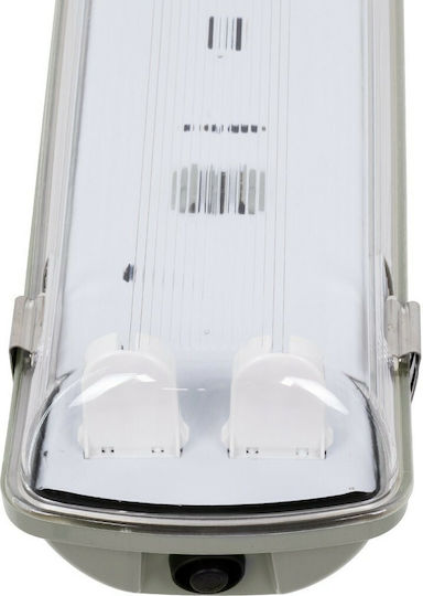 GloboStar Φωτιστικό Σκαφάκι Ενός Άκρου Εξωτερικού Χώρου με 2 Θέσεις για Λάμπες LED T8 120εκ.