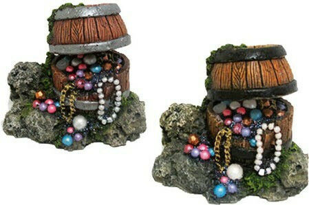 Croci Action Barrel with Treasure Mix Aquarium Ornament