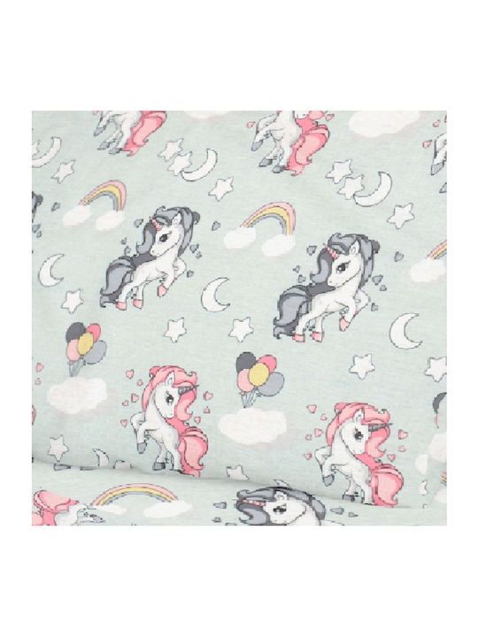 Dimcol Cotton Swaddle Blanket Unicorn Green 80x80cm