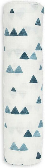 Lulujo Navy Triangles Muslin Swaddle Wrap Multicolour 120x120cm.