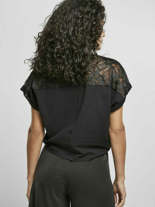 Urban Classics TB4359 Women's Summer Blouse Cotton Short Sleeve Black