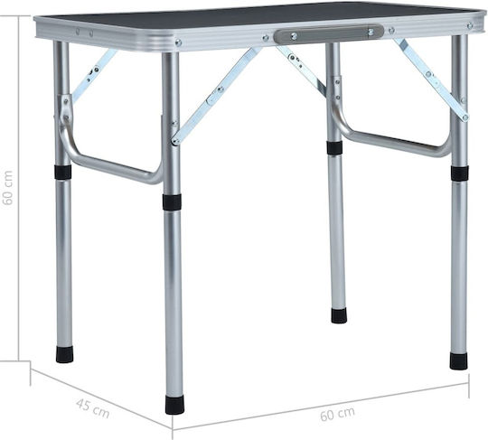 vidaXL Table Aluminum for Camping Foldable 60x45x56cm Gray