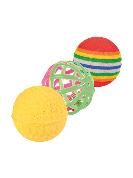 Trixie Katzenspielzeug Ball Set mit 3 mehrfarbigen Bällen 4132