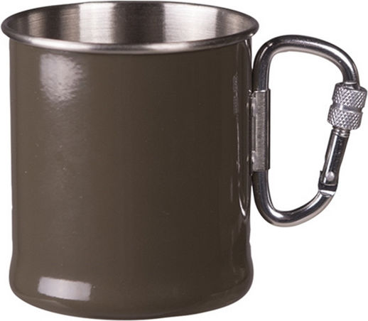 Mil-Tec Glas für Camping Edelstahl mit Karabiner 500ml