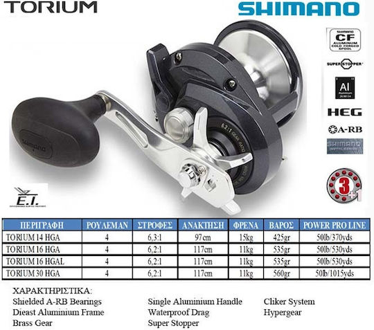 Shimano Torium A Fishing Reel for Vertical and Trolling 14HG