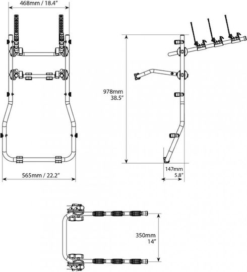 Menabo Viper Car Bike Trunk Rack for 3 Bikes