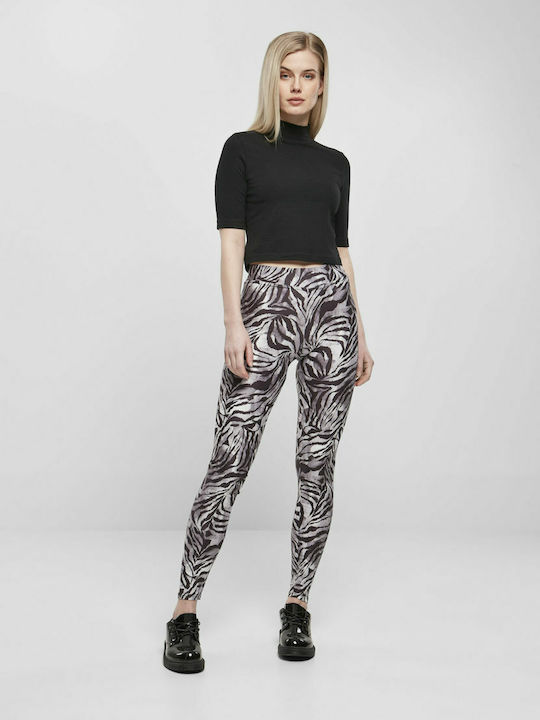 Women's Long Legging High Waisted Black Zebra