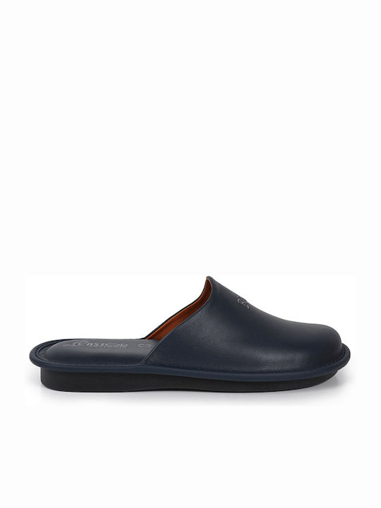 Men's Leather Slippers Blue