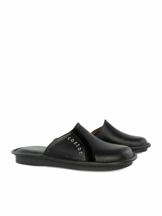 Men's Leather Slippers Black