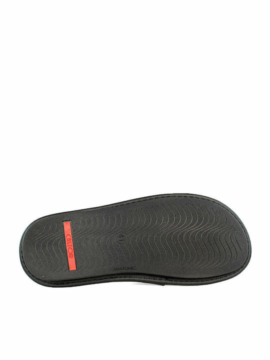 Men's Leather Slippers Black